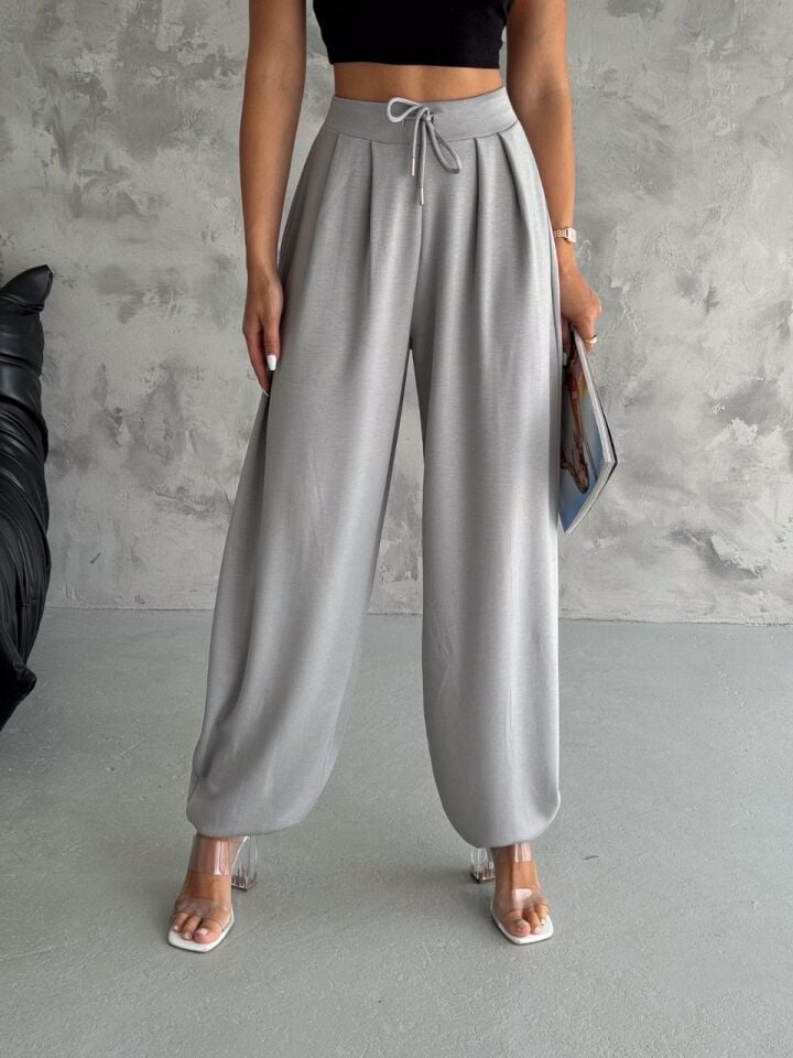 KADIN ŞALVAR PANTOLON 4 MEVSİM KULLANILABİLİR /ŞALVAR PANTOLON L - AÇIK GRİ