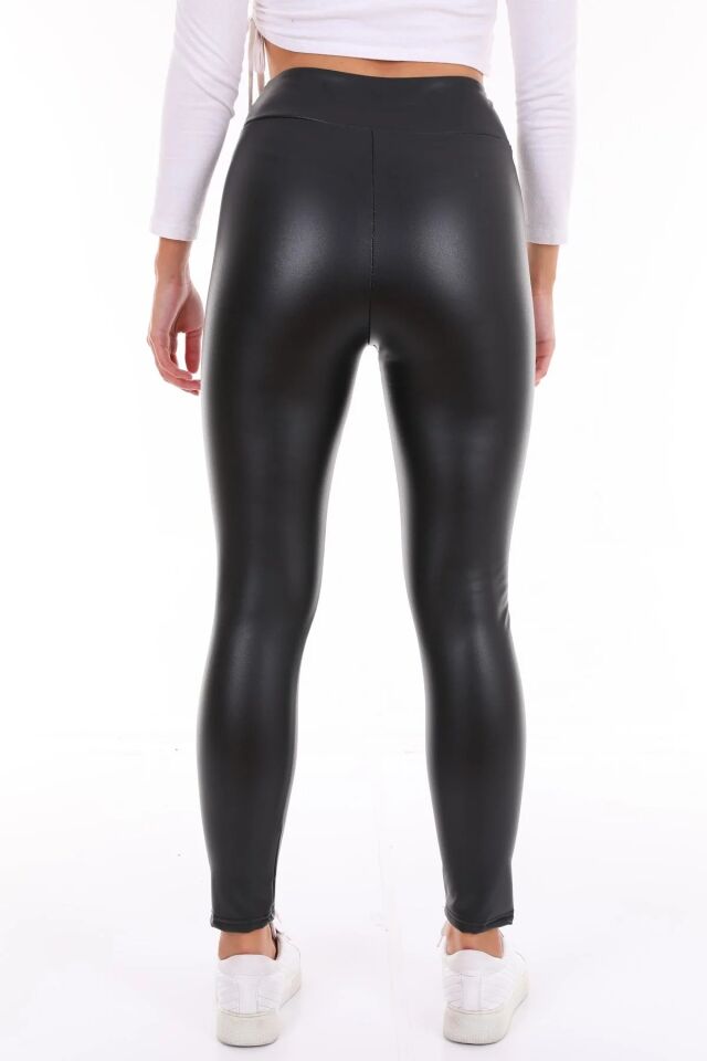 Kadın Suni Deri Tayt 1487 L - SİYAH