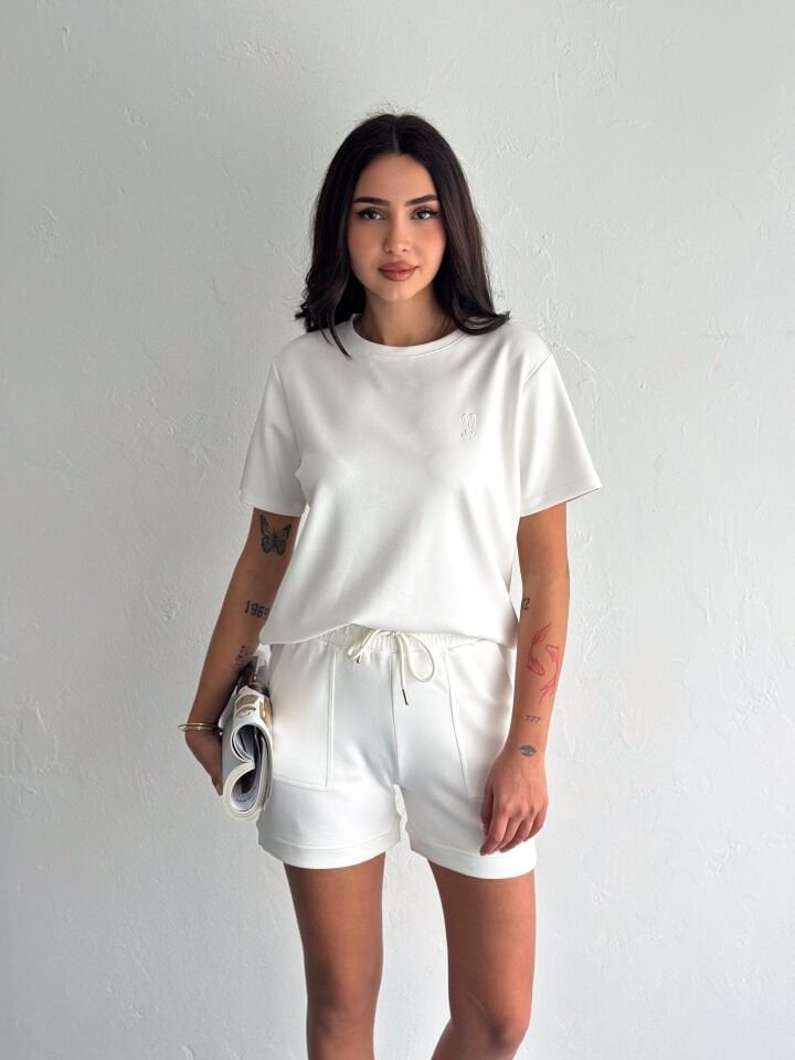 Kadın Tavşan NakışlıGünlük Kullanıma Uygun Şortlu Takım 2463