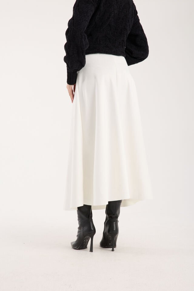 UZUN SÜET ETEK - 90 CM TAM BOY KLOŞ SÜET ETEK M - BEYAZ