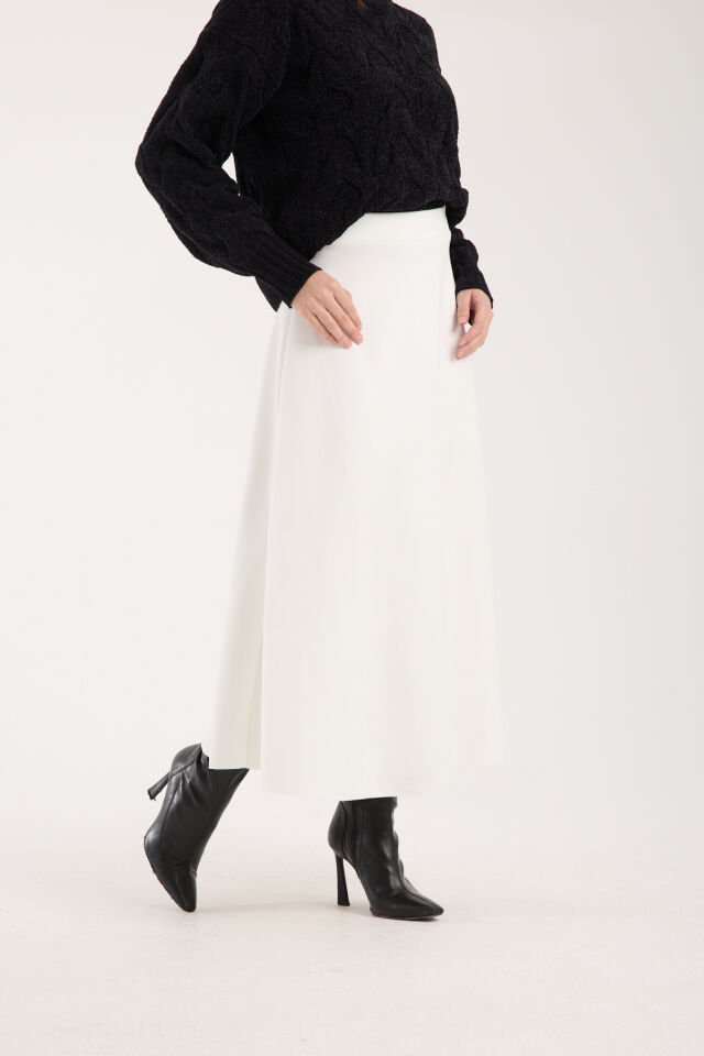 UZUN SÜET ETEK - 90 CM TAM BOY KLOŞ SÜET ETEK XL - BEYAZ