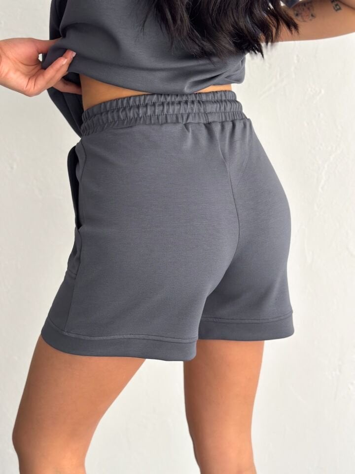 Kadın Tavşan NakışlıGünlük Kullanıma Uygun Şortlu Takım 2463 S - KOYU GRİ