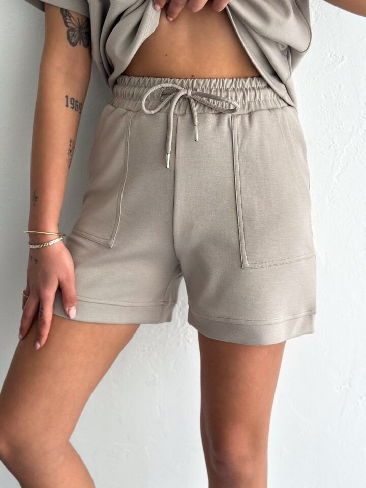 Kadın Tavşan NakışlıGünlük Kullanıma Uygun Şortlu Takım 2463 S - BEJ