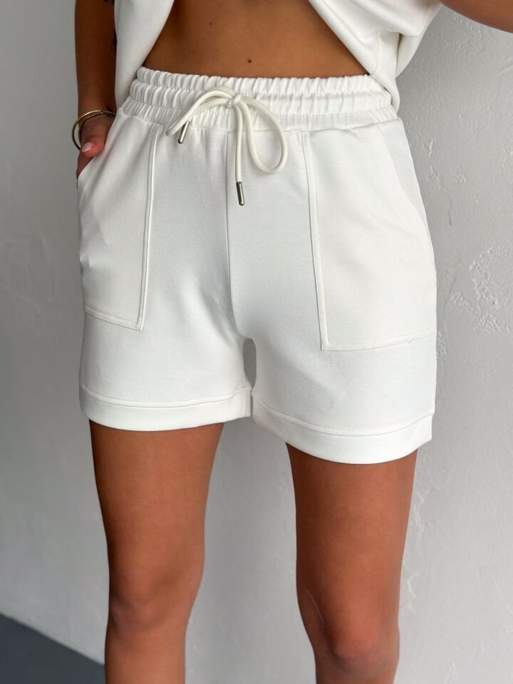 Kadın Tavşan NakışlıGünlük Kullanıma Uygun Şortlu Takım 2463 S - BEYAZ