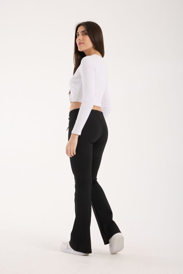 Kadın Düşük Bel Bağcıklı İspanyol Pantolon -WM1516 XS