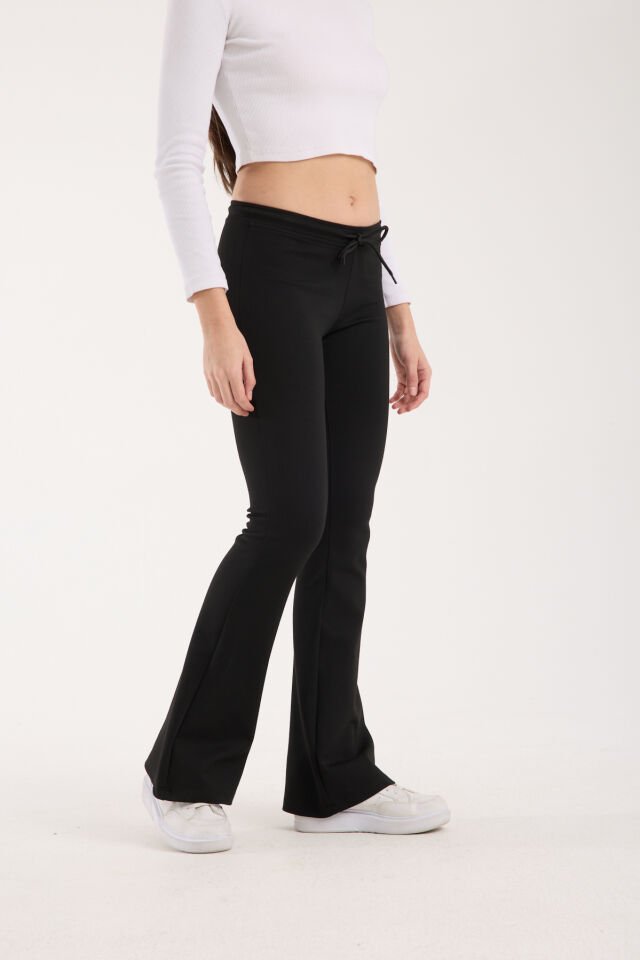 Kadın Düşük Bel Bağcıklı İspanyol Pantolon -WM1516 XS