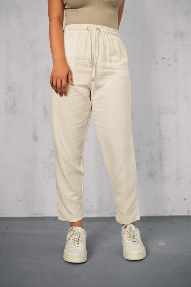 Kadın Yazlık Günlük ve Spor Keten Kumaş Panton Test XL - SİYAH