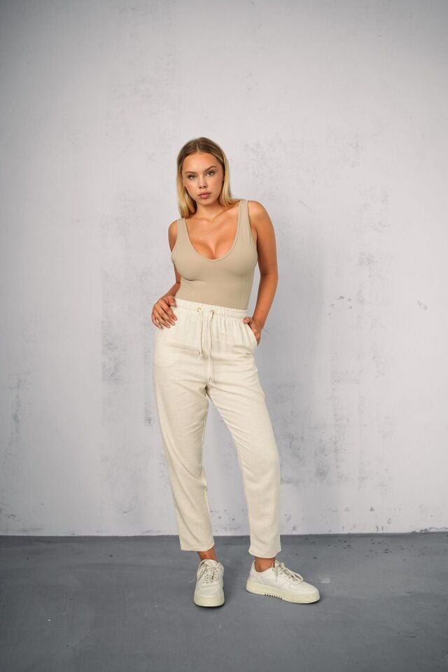 Kadın Yazlık Günlük ve Spor Keten Kumaş Panton Test XL - SİYAH