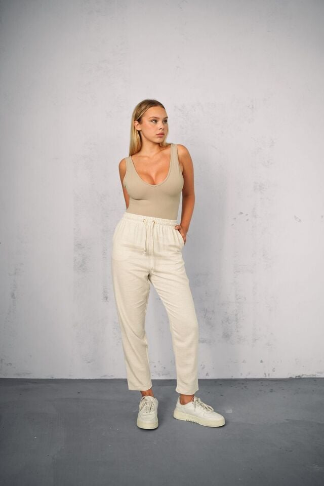 Kadın Yazlık Günlük ve Spor Keten Kumaş Panton Test XL - SİYAH