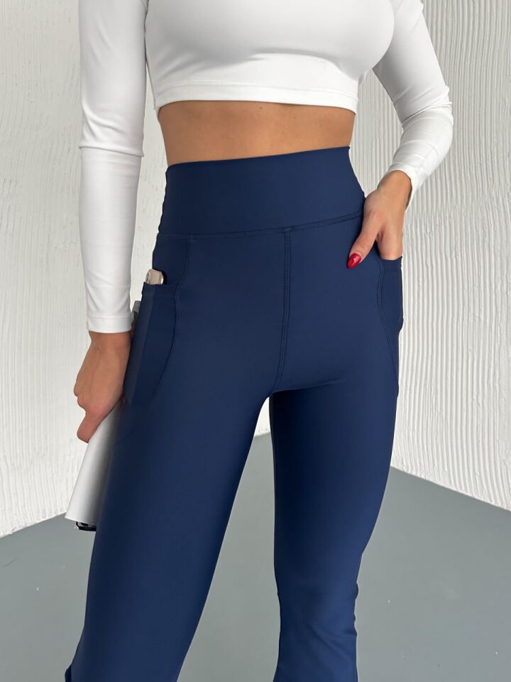 Kadın Günlük ve Spor İspanyol Tayt Pantolon L - LACİVERT