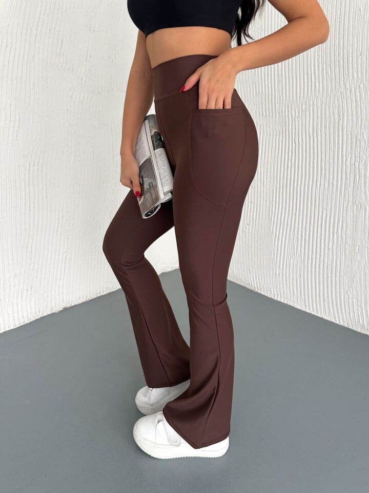 Kadın Günlük ve Spor İspanyol Tayt Pantolon M - KAHVERENGİ