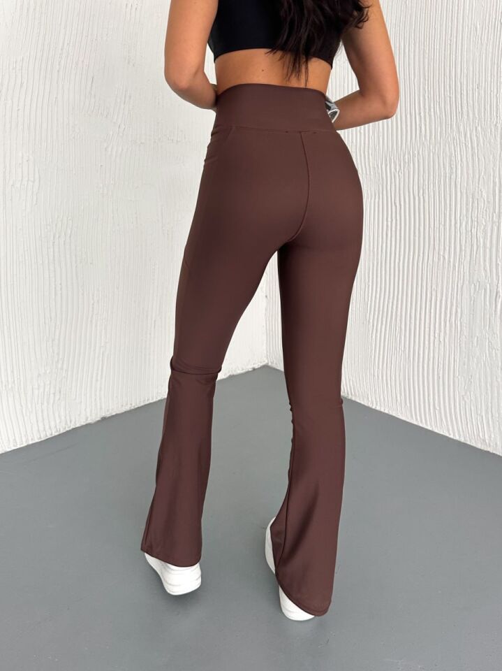 Kadın Günlük ve Spor İspanyol Tayt Pantolon L - KAHVERENGİ