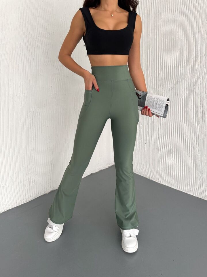Kadın Günlük ve Spor İspanyol Tayt Pantolon M - YEŞİL