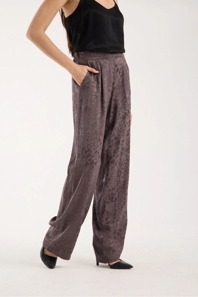 Kadın Günlük Baggy Pantolon ve Dokulu Salaş Gömlek Takım L - FÜME ANRESİT