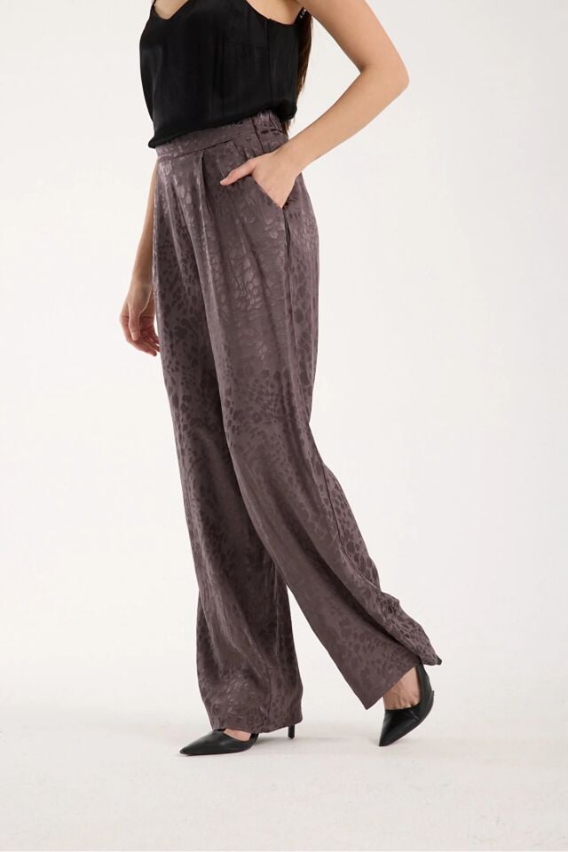 Kadın Günlük Baggy Pantolon ve Dokulu Salaş Gömlek Takım L - FÜME ANRESİT