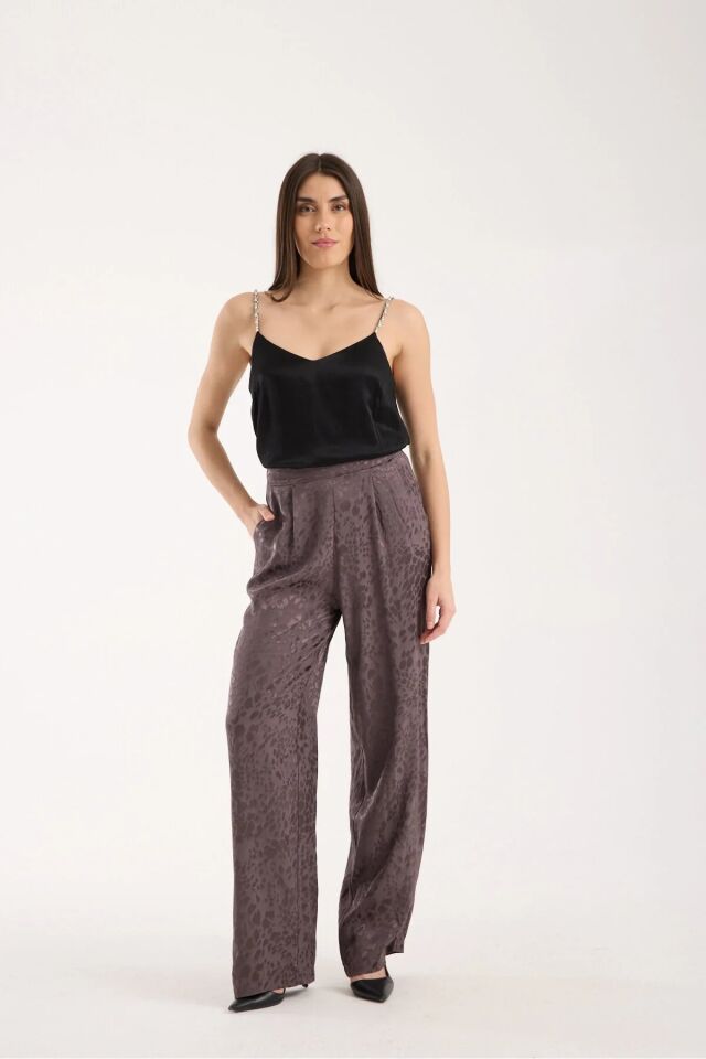 Kadın Günlük Baggy Pantolon ve Dokulu Salaş Gömlek Takım L - FÜME ANRESİT