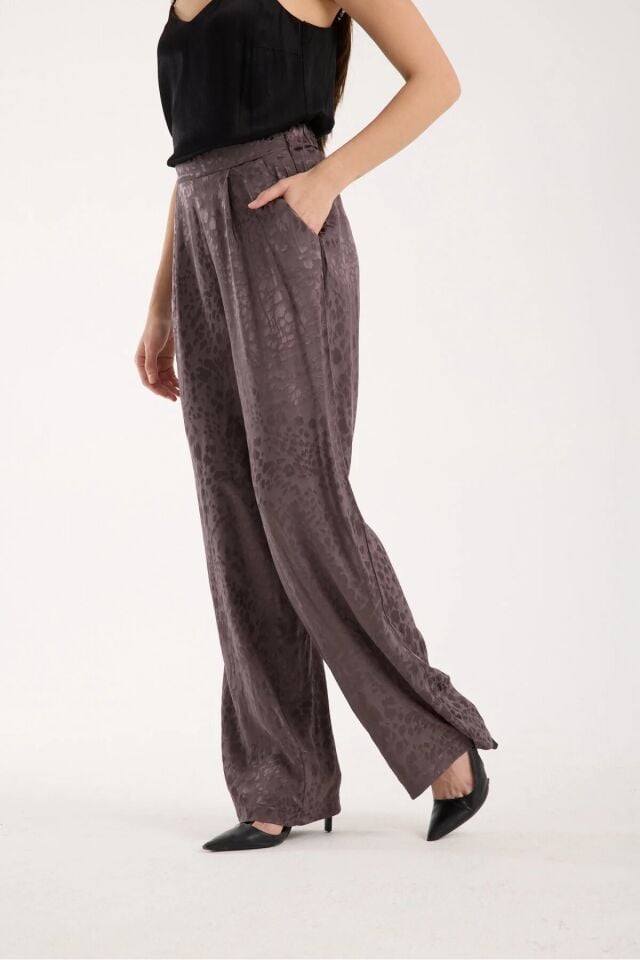 Kadın Günlük Baggy Pantolon ve Dokulu Salaş Gömlek Takım L - FÜME ANRESİT