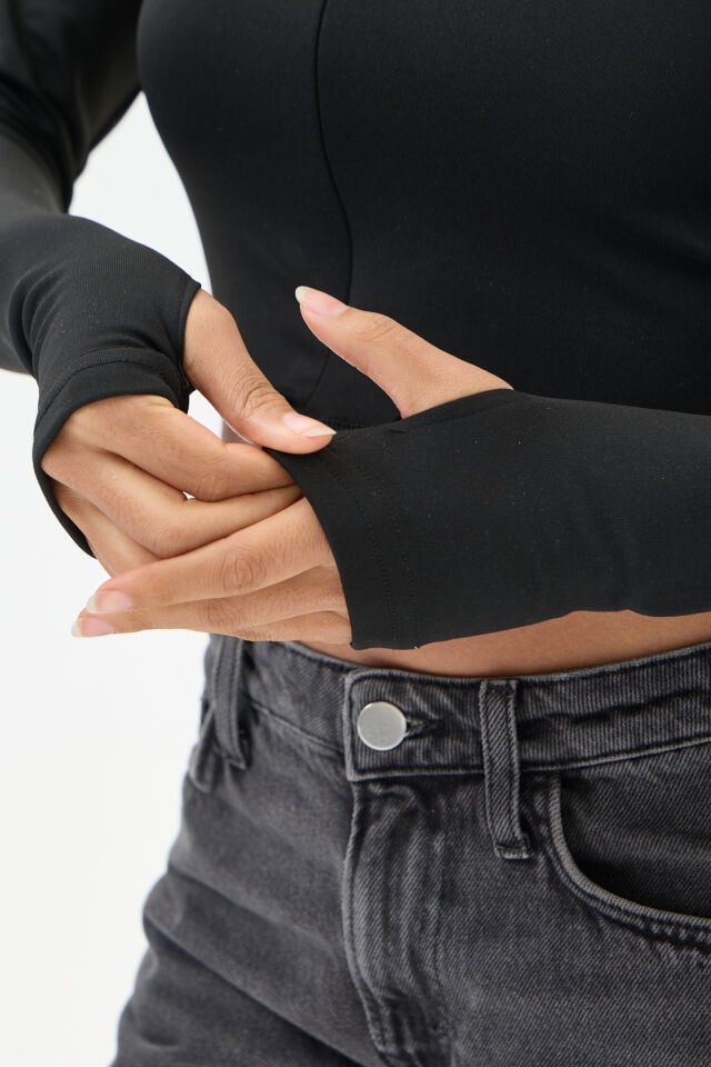 Fit Kesim Gizli Fermuarlı Parmak Geçmeli Crop Ceket 2026-31 SİYAH - XXL
