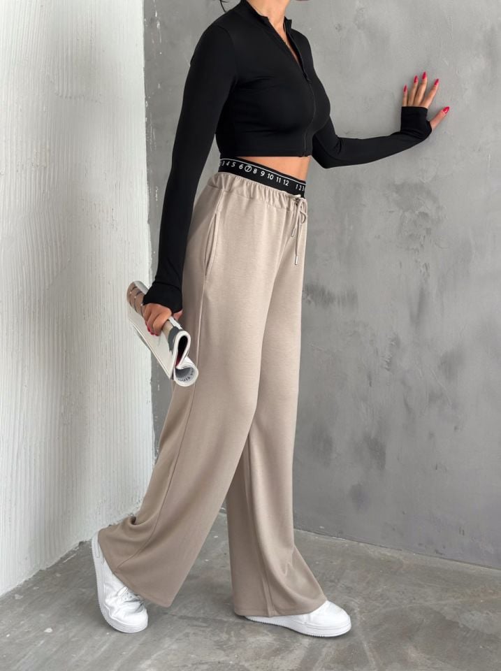 BAXER BEL EŞOFMAN ALTI GENİŞ PAÇA /ELASTIC WAIST DETAIL TRACKPOT BOTTOM WIDE LEG XL - BEJ