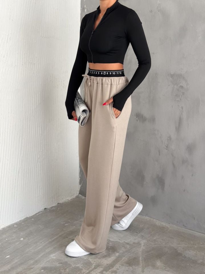 BAXER BEL EŞOFMAN ALTI GENİŞ PAÇA /ELASTIC WAIST DETAIL TRACKPOT BOTTOM WIDE LEG XL - BEJ
