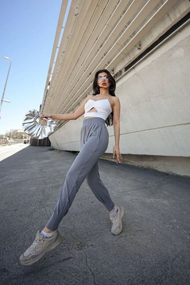 YAZLIK SCUBA DALGIÇ EŞOFMAN ALTI 8CM LASTİK KEMERLİ VE PAÇA PİLE DETAYLI EŞOFMAN ALTI 2XL - AÇIK GRİ