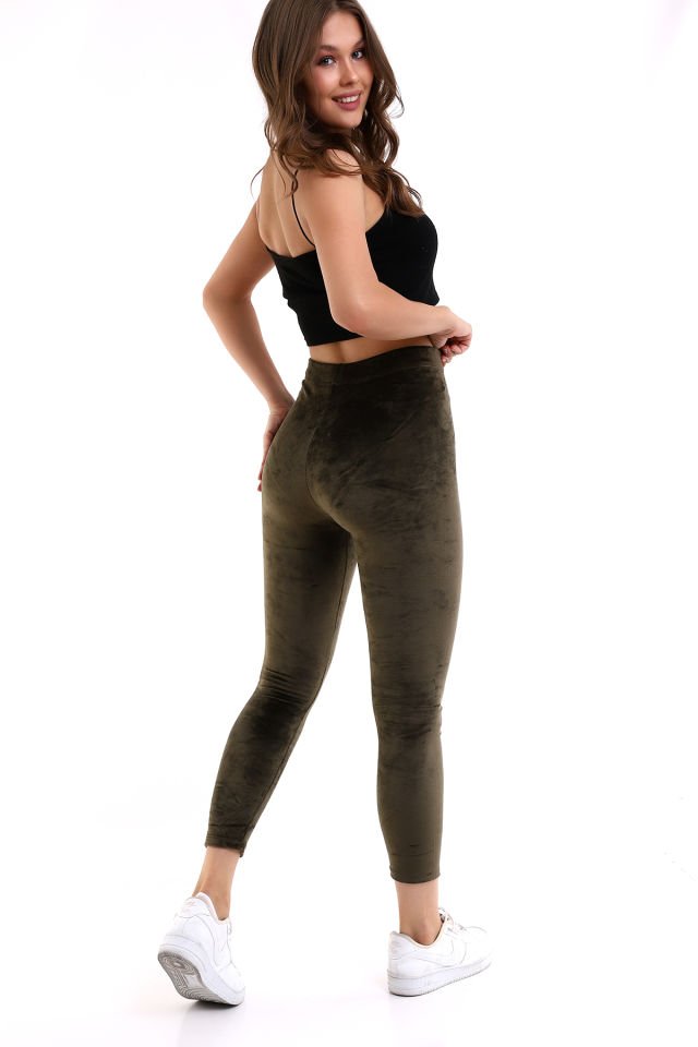 Kadın Kadife Tayt 1719 L - HAKİ