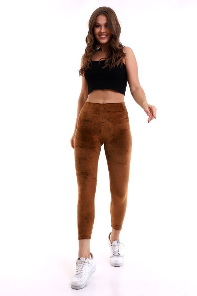 Kadife Tayt L - KAHVERENGİ