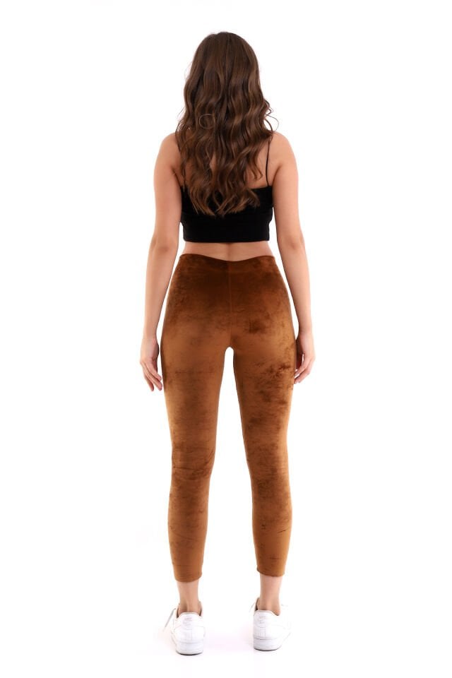 Kadife Tayt L - KAHVERENGİ