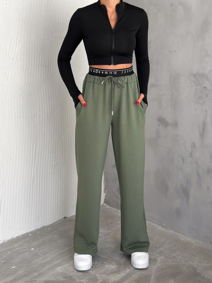 BAXER BEL EŞOFMAN ALTI GENİŞ PAÇA /ELASTIC WAIST DETAIL TRACKPOT BOTTOM WIDE LEG XL - HAKİ
