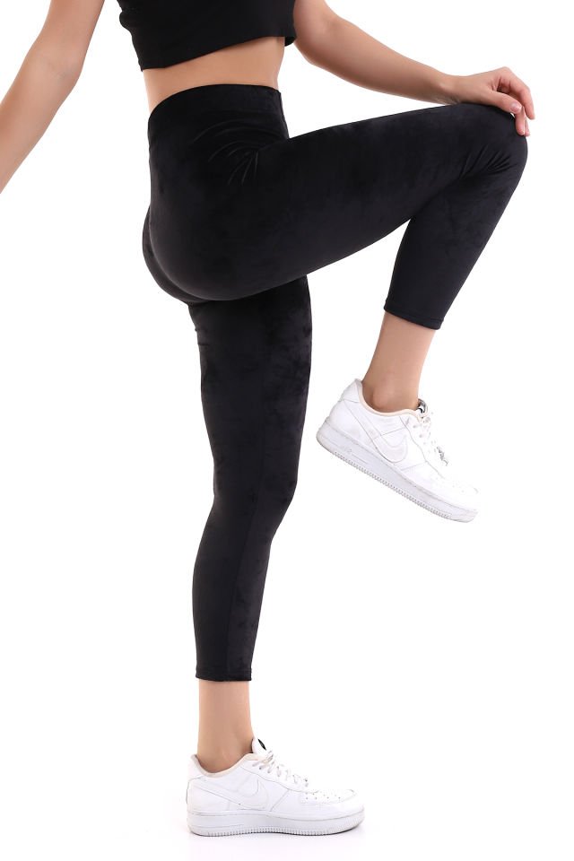 Kadın Kadife Tayt 1719 L - SİYAH