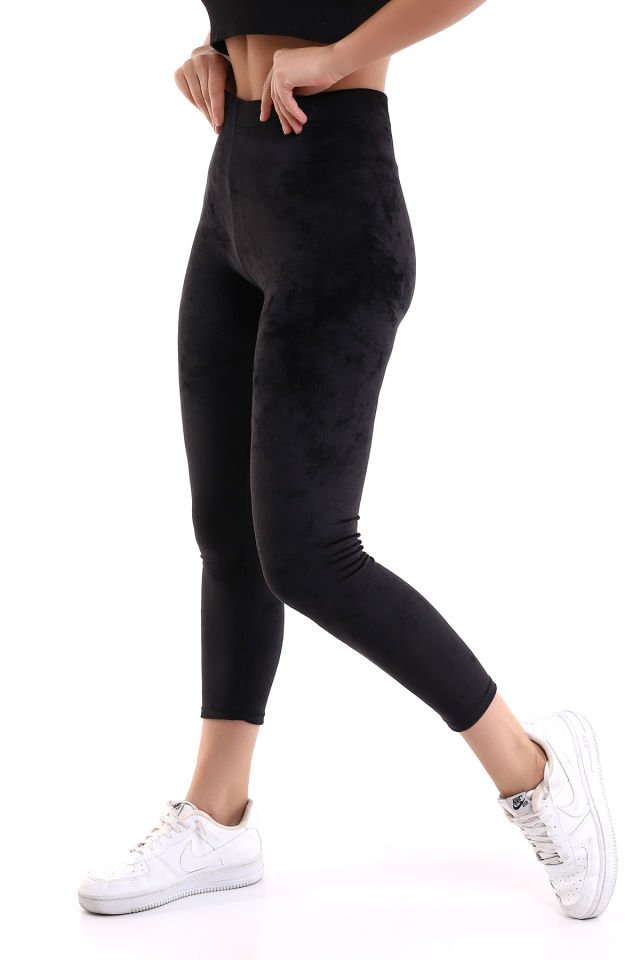 Kadın Kadife Tayt 1719 L - SİYAH