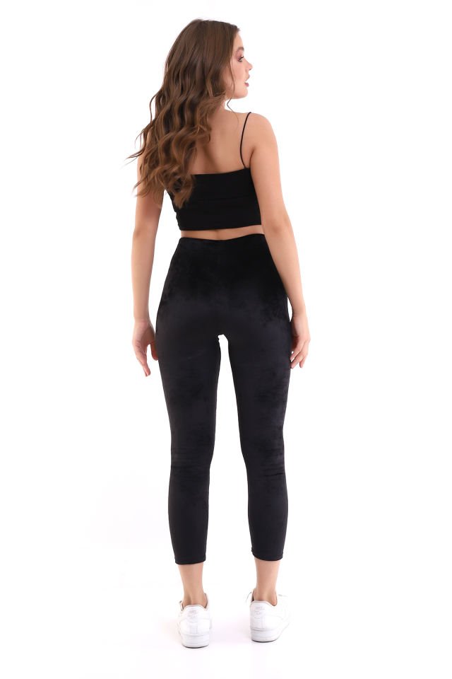 Kadın Kadife Tayt 1719 L - SİYAH