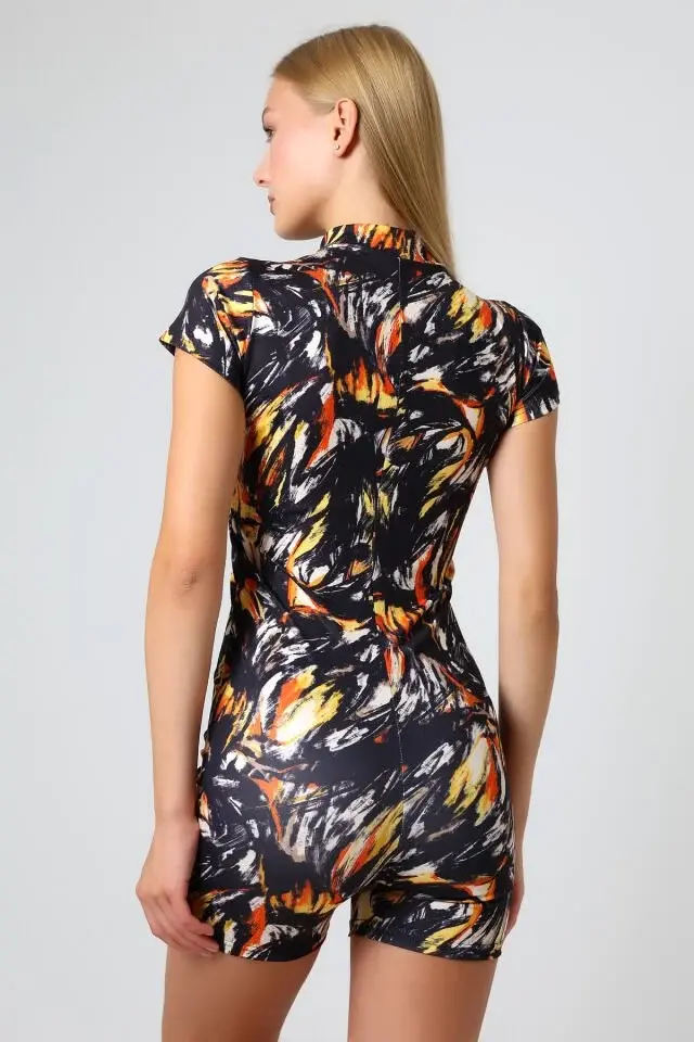 DESENLİ KISA KOLLU SPOR VE GÜNLÜK TULUM XS - ÇOK RENKLİ