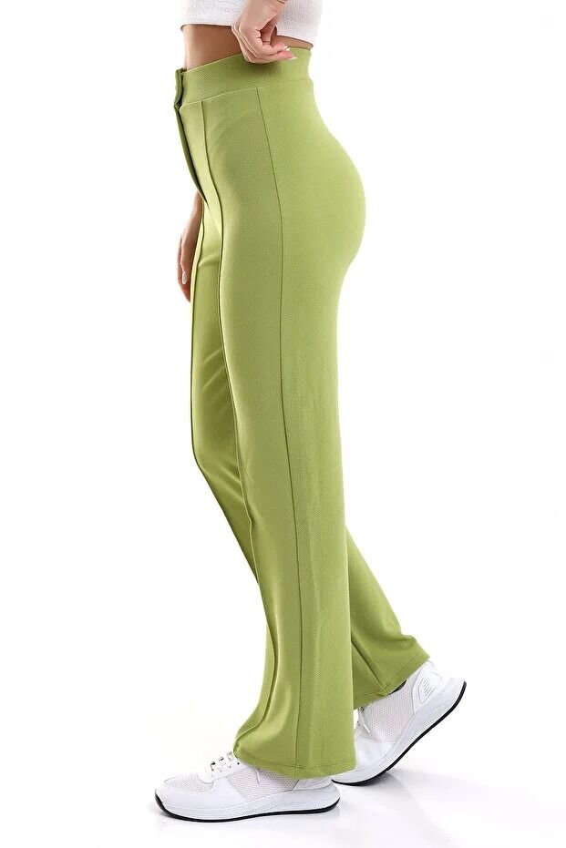 Kadın Önden Dikişli Likralı Kumaş Pantolon 1976 M - YEŞİL