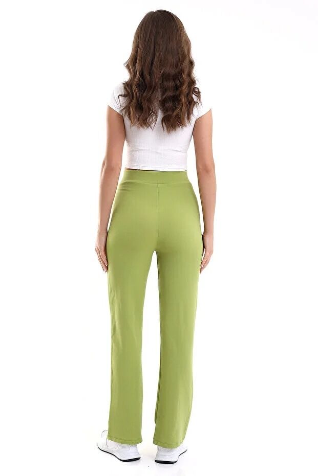 Kadın Önden Dikişli Likralı Kumaş Pantolon 1976 M - YEŞİL