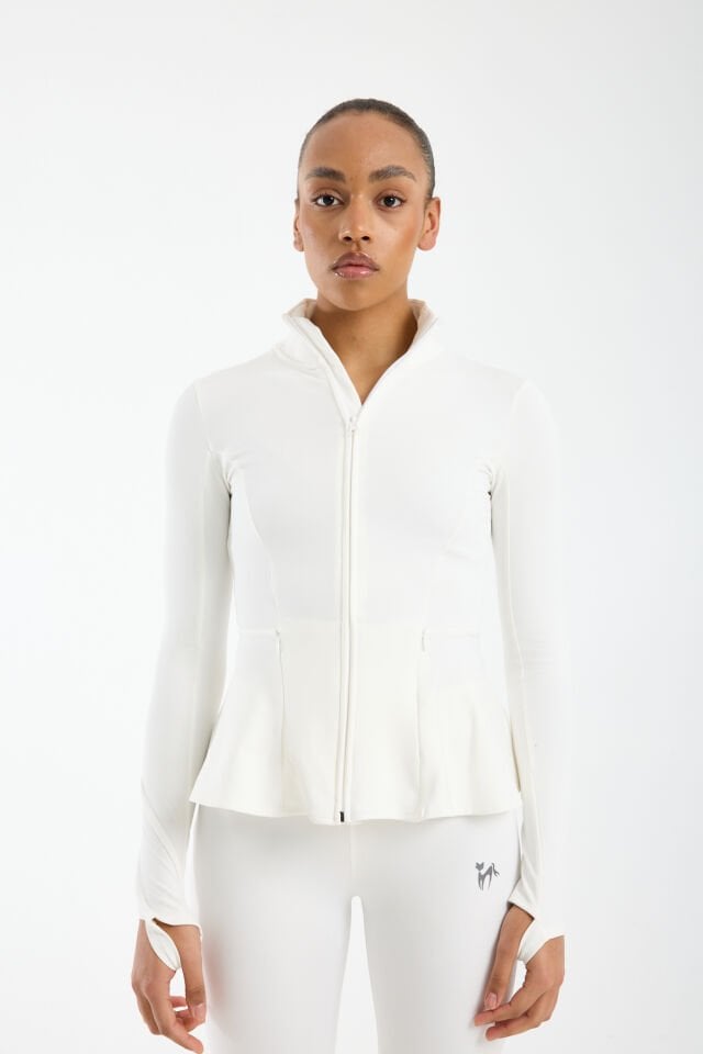 Kadın Kışlık Şardonlu Fermuarlı Dalgıç Kumaş Volanlı Spor Ceket 1518