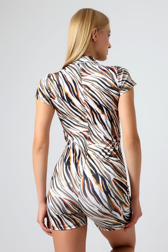 Kadın  Havuz ve Deniz  Yüzücü Şortlu Tulum XS - RENKLİ ZEBRA ÇOK RENKLİ