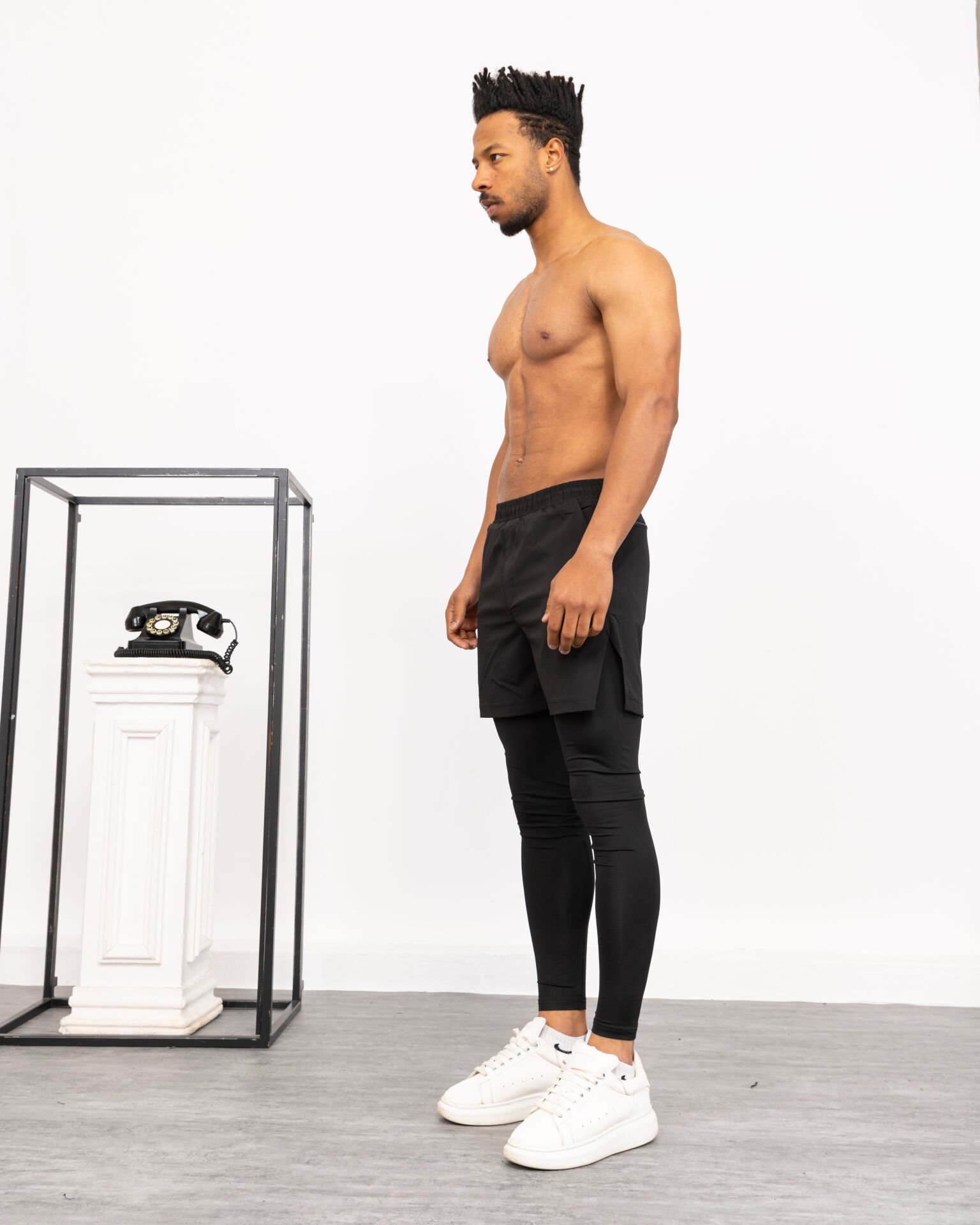 Winmoda İçten Uzun Taytlı Erkek Sporcu Şortu – Cepli Performans Model WM SİYAH - 2XL