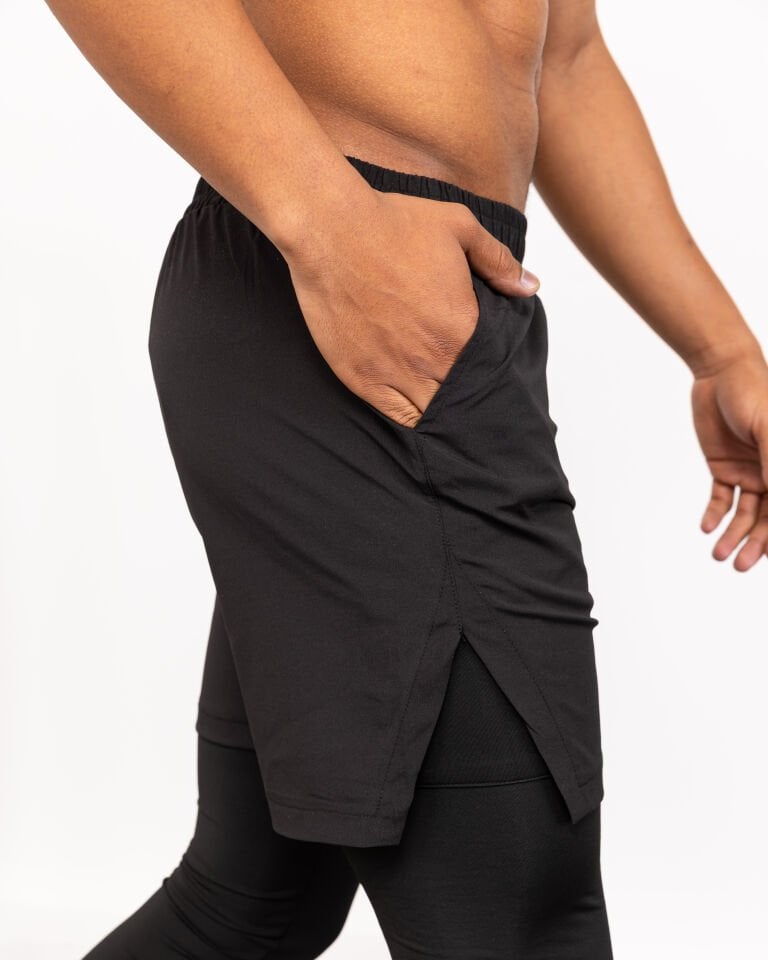 Winmoda İçten Uzun Taytlı Erkek Sporcu Şortu – Cepli Performans Model WM SİYAH - 2XL