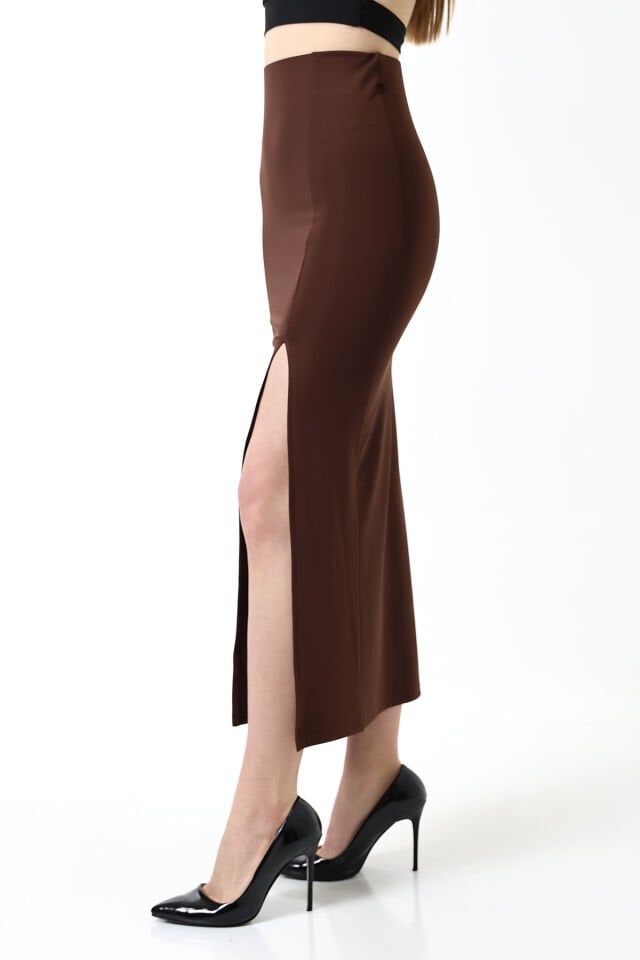 Dalgıç Kumaş Yırtmaçlı Uzun Etek Maxi Boy 92 Cm XL - ÇOK RENKLİ ZEBRA DESENLİ