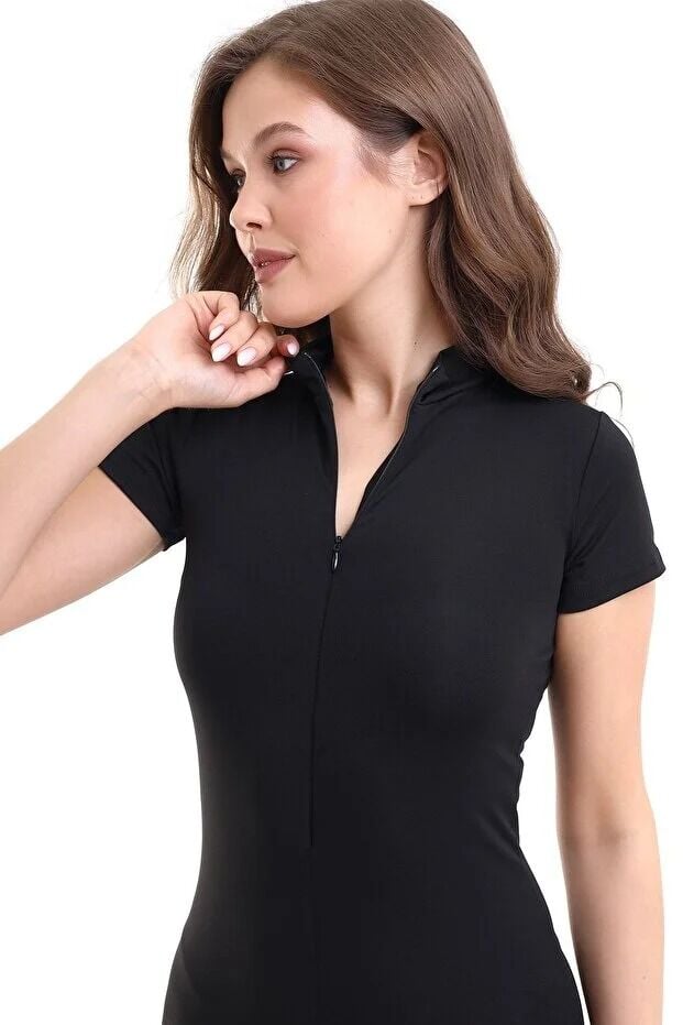 Kadın  Havuz ve Deniz  Yüzücü Şortlu Tulum 2XL - SİYAH