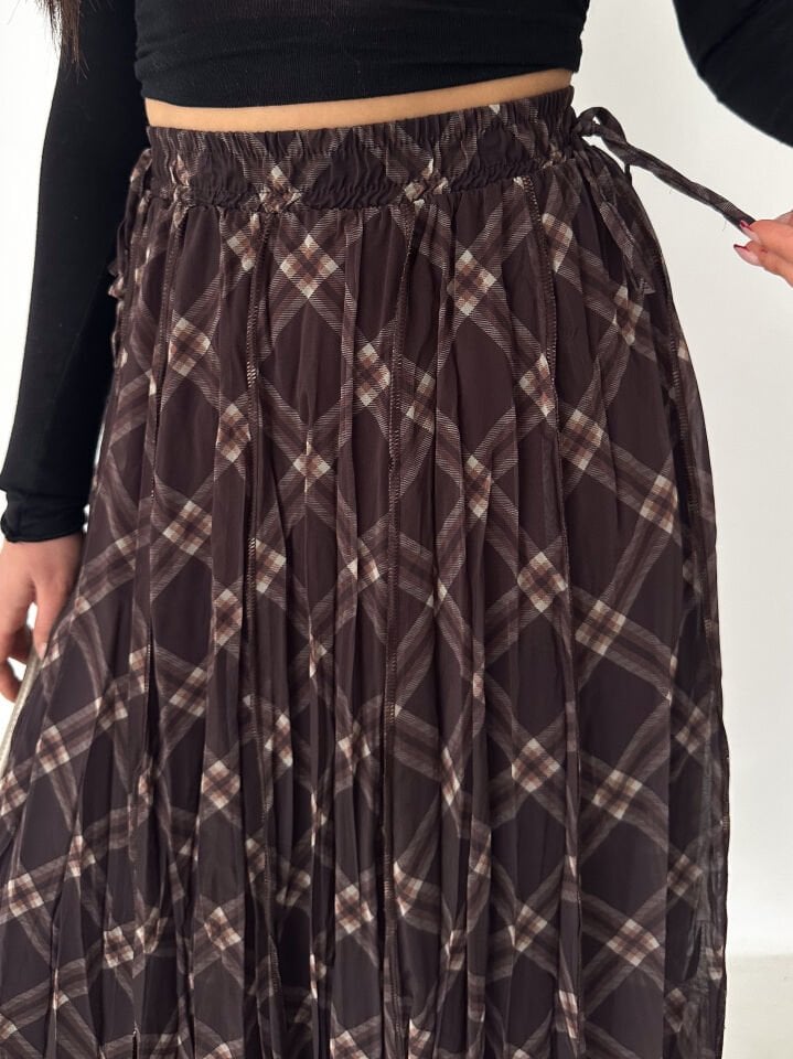 Kadın Astarlı Şifon Asimetrik Etek – Beli Lastikli Tesettür Uyumlu 2614 XL - 1 Çok Renkli