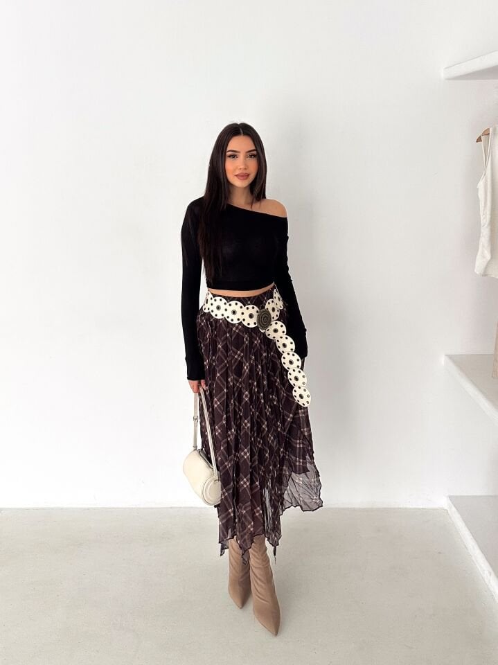 Kadın Astarlı Şifon Asimetrik Etek – Beli Lastikli Tesettür Uyumlu 2614 XL - 1 Çok Renkli