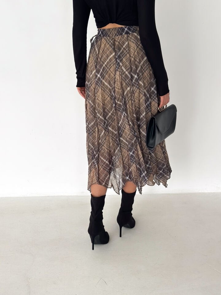 Kadın Astarlı Şifon Asimetrik Etek – Beli Lastikli Tesettür Uyumlu 2614 XL - 2 Çok Renkli