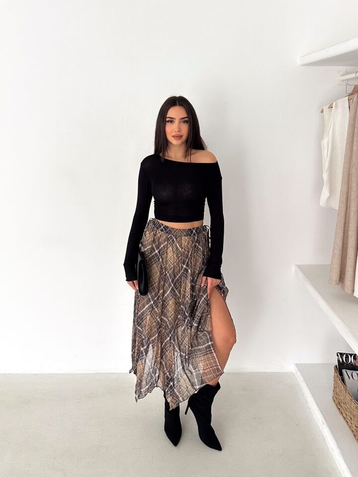 Kadın Astarlı Şifon Asimetrik Etek – Beli Lastikli Tesettür Uyumlu 2614 XL - 2 Çok Renkli