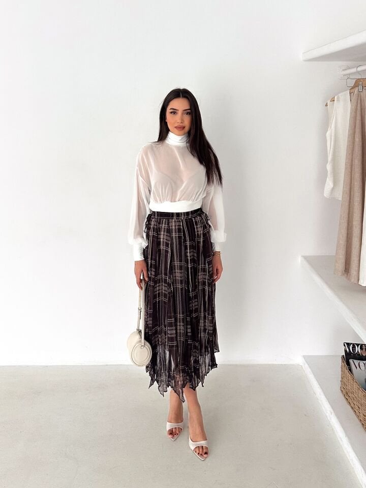 Kadın Astarlı Şifon Asimetrik Etek – Beli Lastikli Tesettür Uyumlu 2614 XL - 3 Çok Renkli