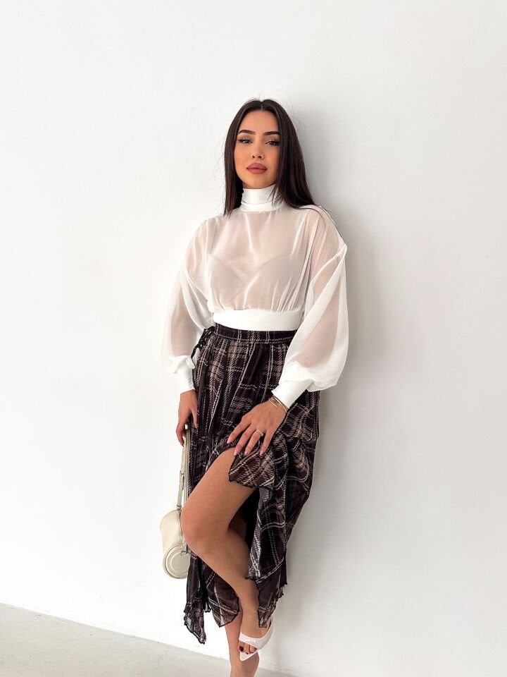 Kadın Astarlı Şifon Asimetrik Etek – Beli Lastikli Tesettür Uyumlu 2614 XL - 3 Çok Renkli