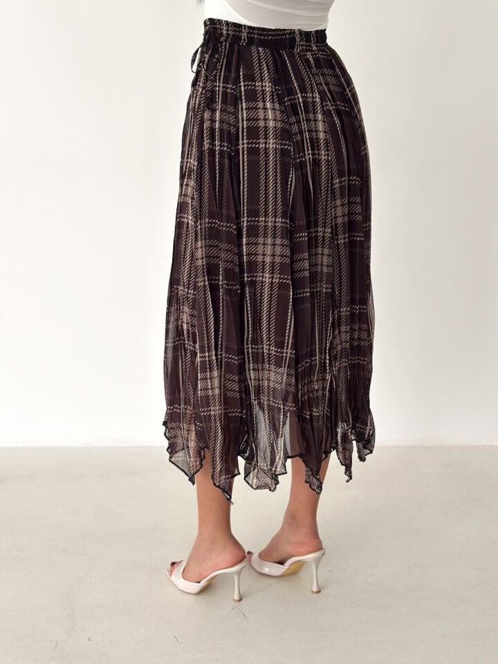 Kadın Astarlı Şifon Asimetrik Etek – Beli Lastikli Tesettür Uyumlu 2614 XL - 3 Çok Renkli