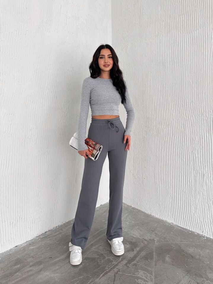 Kadın Günlük ve Spor İçi Şardonlu Comfottable Pantolon 2424 XL - GRİ