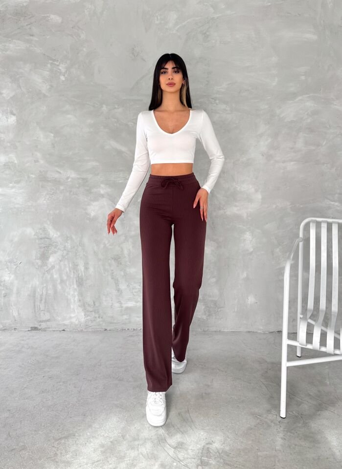 Kadın Günlük ve Spor İçi Şardonlu Comfottable Pantolon 2424 S - BORDO